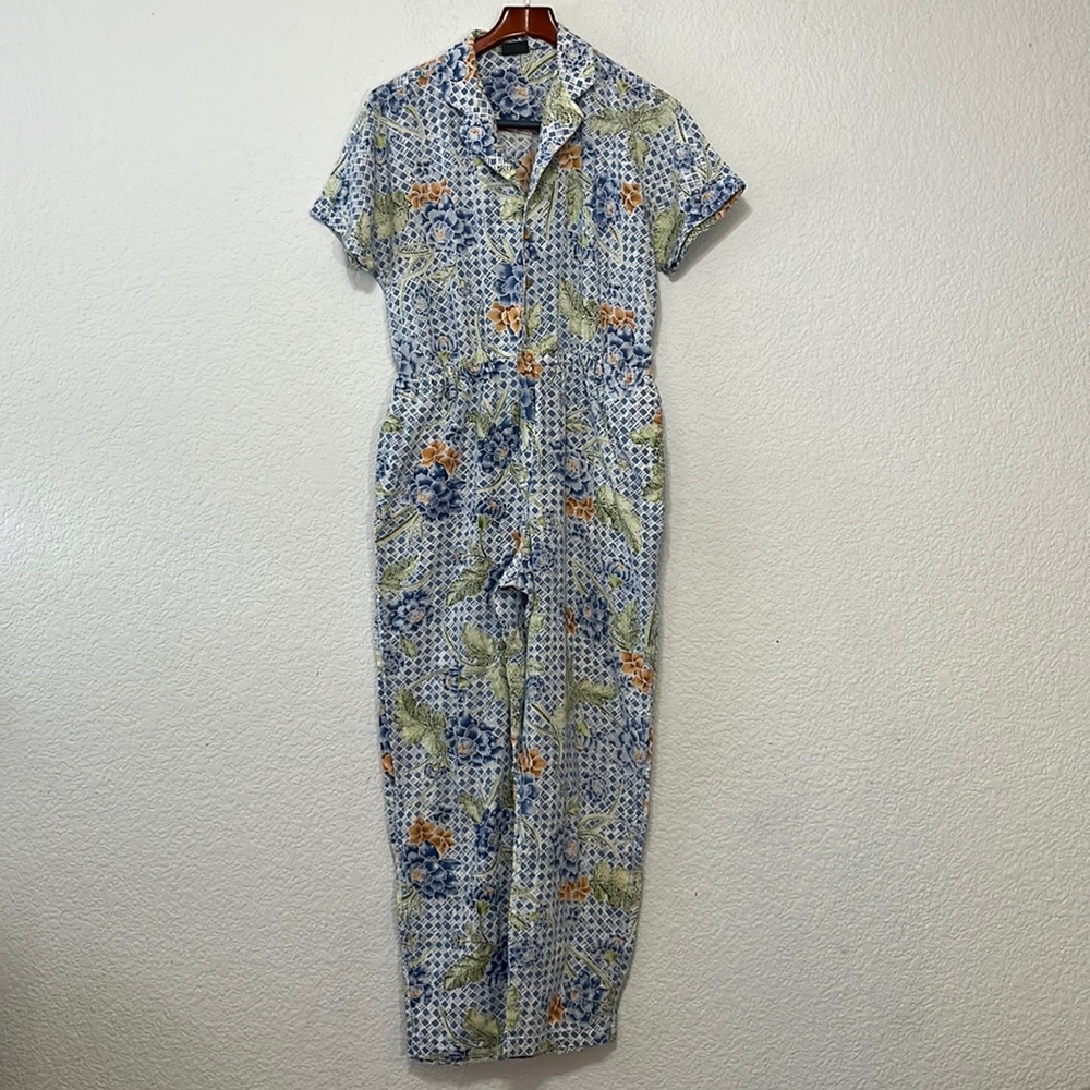 Vintage Liz Wear Floral Grid Jumpsuit